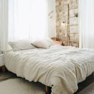 Housse de couette lin lavé Sonate Blanc Neige
