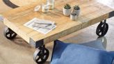 mesa de centro industrial con ruedas