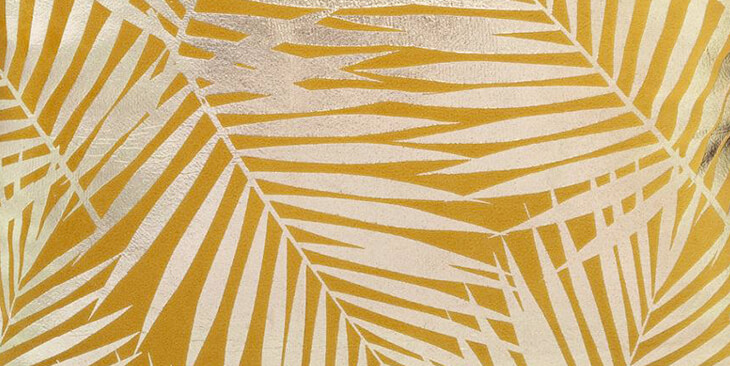 motifs feuillage jaune moutarde