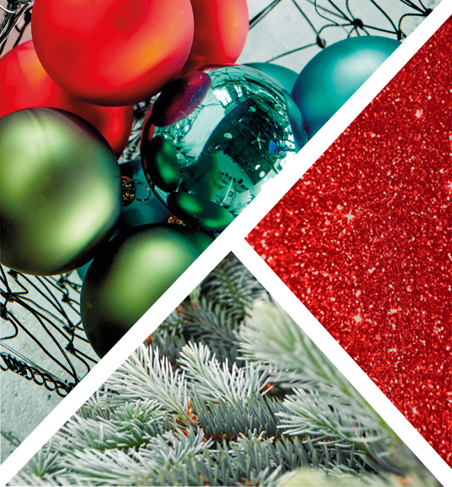 matières et couleurs décoration de Noël 2019