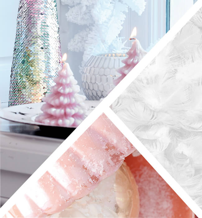 couleurs et motifs Noël rose doré