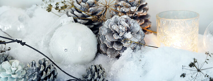 Tendances Noël 2018 Décoration de Noël bleu, nature givrée