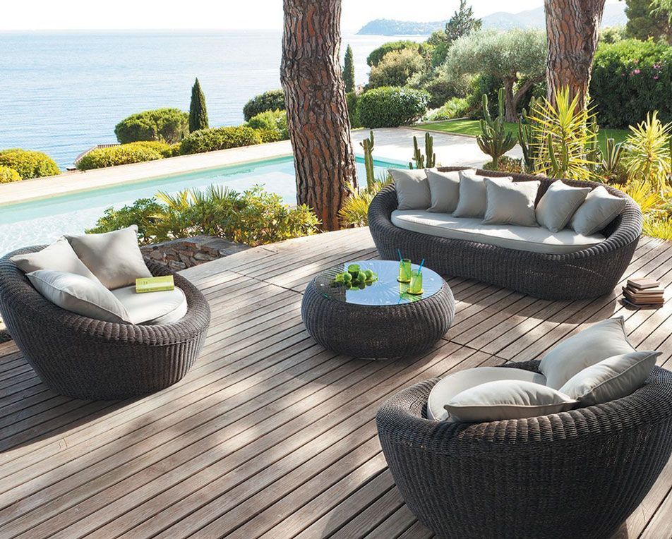 Salon de jardin 70's Java marron
