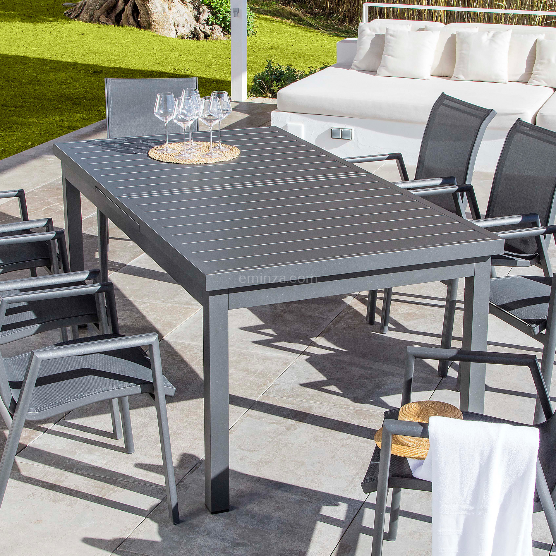 Table de jardin extensible 10 places Aluminium Corfu (245 x 100 cm