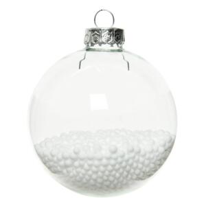 Lot de 4 boules de Noël en verre (D70 mm) Neige Transparent 