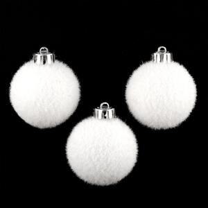 Lot de 3 boules de Noël (D60 mm) Bouba Blanc
