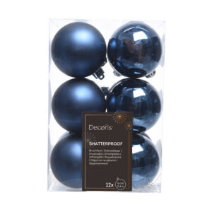 Lot de 12 boules de Noël (D60 mm) Alpine Bleu nuit
