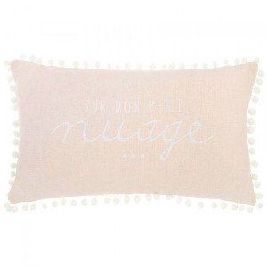 Coussin rectangulaire Pompon Rose