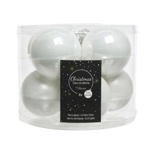 Lot de 8 boules de Noël en verre (D70 mm) Glove Blanc 