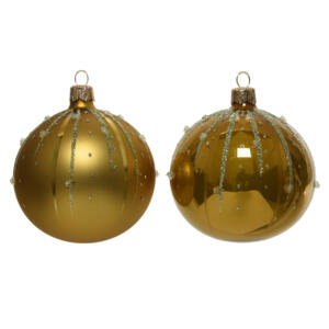 Lote de 6 bolas de Navidad (D80 mm) Goutella Amarillo mostaza