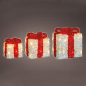 Set de 3 cadeaux à piles ruban rouge lumineux Blanc chaud 65 LED