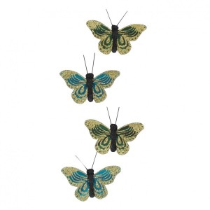 Lot de 4 papillons Koh Samui Bleu et vert foncé