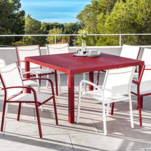 Table de jardin 8 places Aluminium Murano (136 x 136 cm) - Rouge