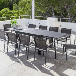 Table de jardin extensible 10 places Aluminium Murano (270 x 90 cm) - Gris anthracite