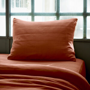 Funda para almohada rectangular en gasa de algodón (L70 cm) Gaïa Terracota