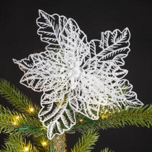 Poinsettia de Noël paillettes  sur clip Blanc