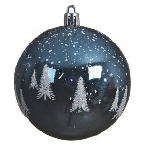 Lot de 12 boules de Noël (D80 mm) Iria Bleu nuit