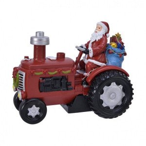 Père Noël lumineux et sa voiture en céramique Tracteur