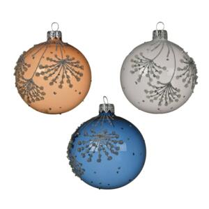 Lot de 6 boules de Noël en verre (D80 mm) Adelice Blanc/ Camel/ Bleu nuit 