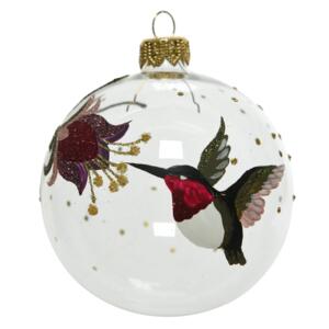 Lot de 6 boules de Noël transparentes (D80 mm) Oiseau butineur 