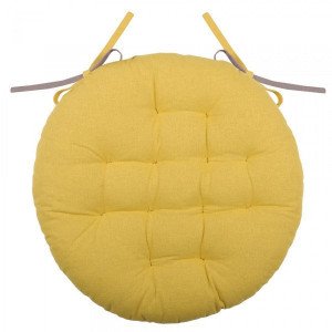 Coussin de chaise rond Duo Jaune moutarde