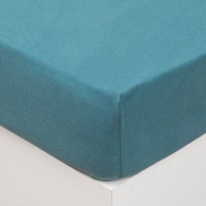 sábana bajera algodón superior (160 cm) Castel Azul pavo real