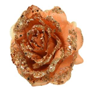 Fleur décorative sur pince pailletée Terracotta