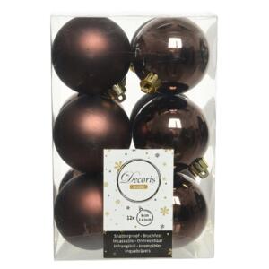 Lote de 12 bolas de Navidad (D60 mm) Alpine Marrón oscuro