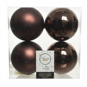 Lote de 4 bolas de Navidad (D100 mm) Alpine Marrón oscuro