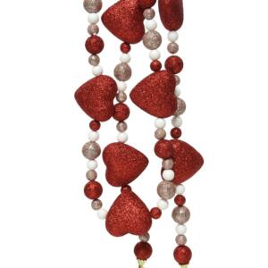 Guirlande perle Coeurs 2 m rouge
