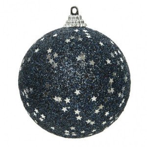 Lot de 12 boules de Noël (D80 mm) Aida Bleu nuit