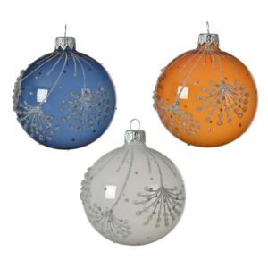 Lot de 6 boules de Noël (D80 mm) Maona Blanc/Ambre/ Bleu nuit