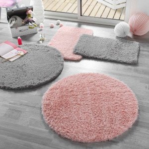 Tapis fausse fourrure rond (90 cm) Queeny Rose