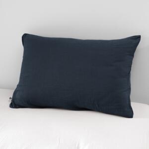 Funda para almohada rectangular en gasa de algodón (L80 cm) Gaïa Azul noche
