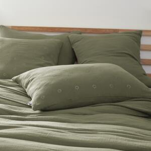 Funda de almohada rectangular de en gasa de algodón  (70 cm) Gaïa Boho Verde romero