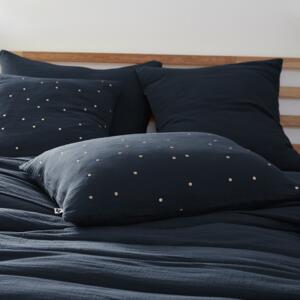Funda de almohada rectangular en gasa de algodón (70 cm) Gaïa Chic Azul noche