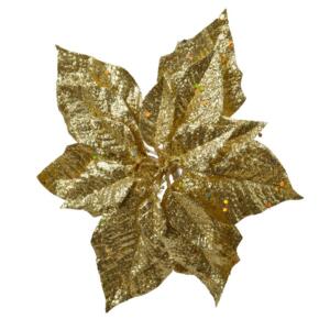 Poinsettia de Navidad brillante (D23 cm) con clip Oro