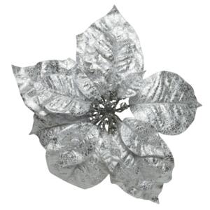 Poinsettia de Navidad (D26 cm) con clip Plata