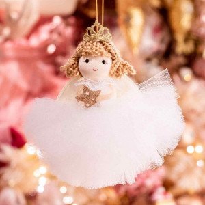 Princesse de Noël à suspendre Blanc