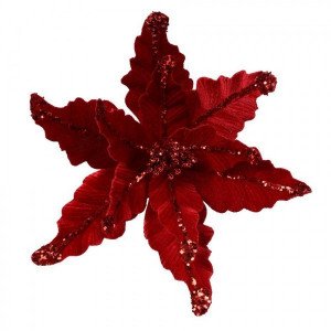 Flor de Navidad sobre varilla Terciopelo Rojo