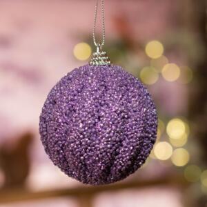Lot de 12 boules de Noël (D80 mm) Etincelle Violet