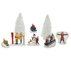 Lot de figurines et accessoires Sport d'hiver pour village