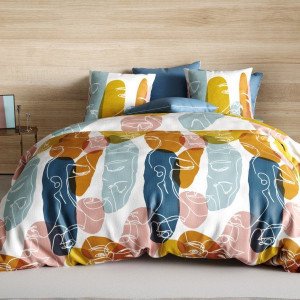 Funda Nórdica y una funda de almohada en algodón (140 cm) Paloma Multicolor