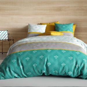 Funda nórdica y dos fundas de almohada en algodón (240 cm) Aurah Verde esmeralda
