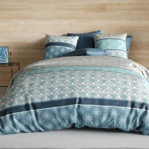 Funda nórdica y dos fundas de almohada en algodón (260 cm) Zircon Azul