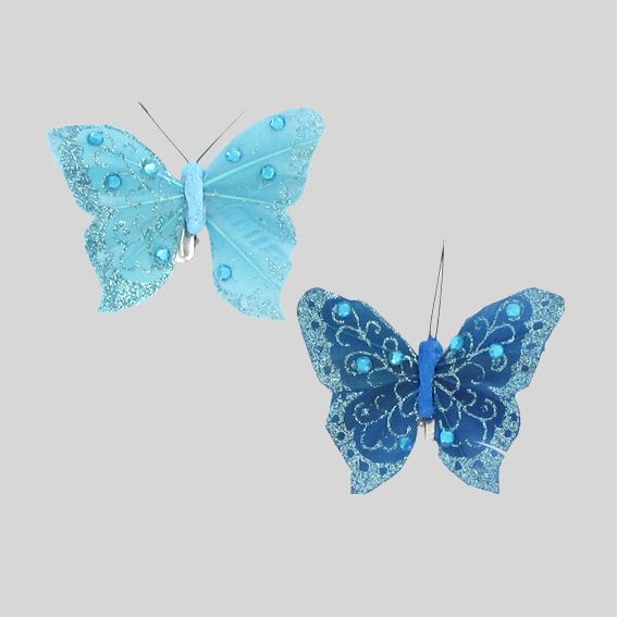 Mysterie Overtreding Een trouwe Set van 2 vlinders Loona Turkoois - Accessoires en gordijnroedes - Eminza