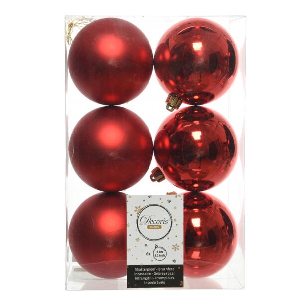 Lote de 6 bolas de Navidad (D80 mm) Alpine Rojo