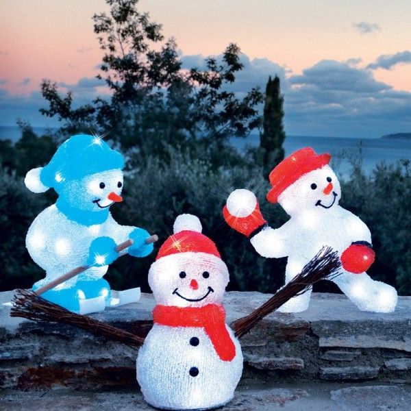 Bonhomme de neige lumineux neige GLOBE@GLITTERED Noël Decoration@DEL résine acrylique