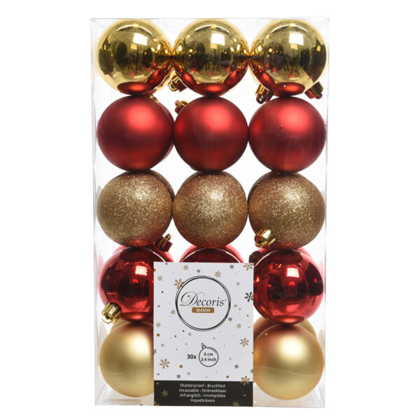 elk Nieuwe betekenis Gezond Set van 30 kerstballen (D60 mm) Alpine divers rood / Goud - Kerstballen en  kerstversiering - Eminza