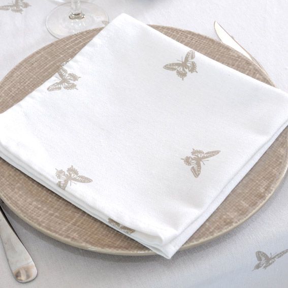 3 serviettes de table 40 x 40 cm coton uni charline blanc